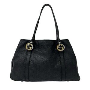 GUCCI Black Leather Shoulder Bag